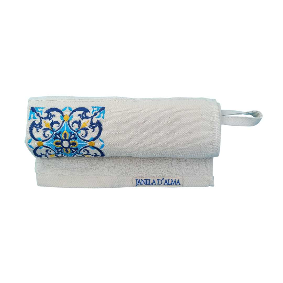 Cream Kitchen Hand Towel Tile - Ring to Hang