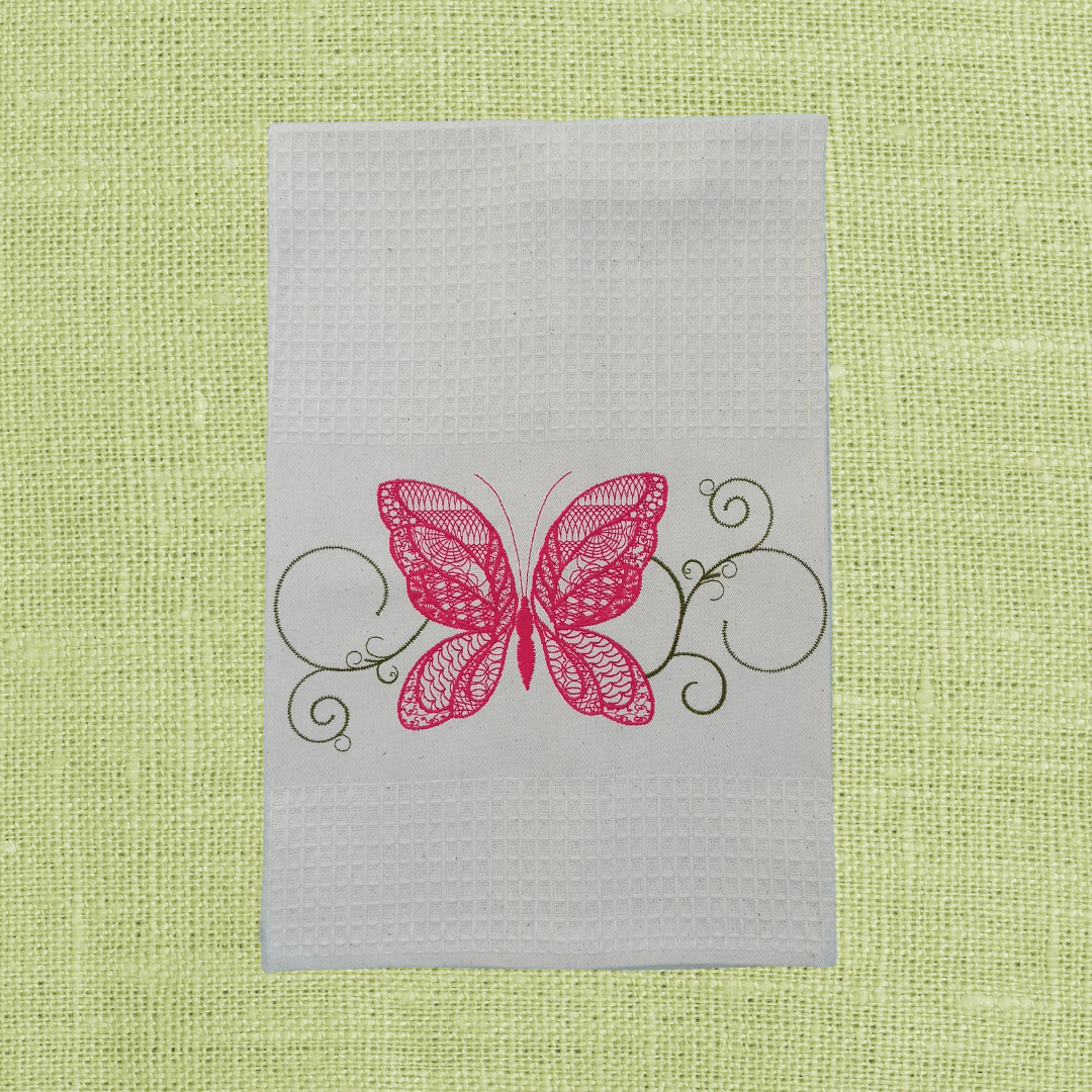 Cream Kitchen Tea Towel Butterfly 1