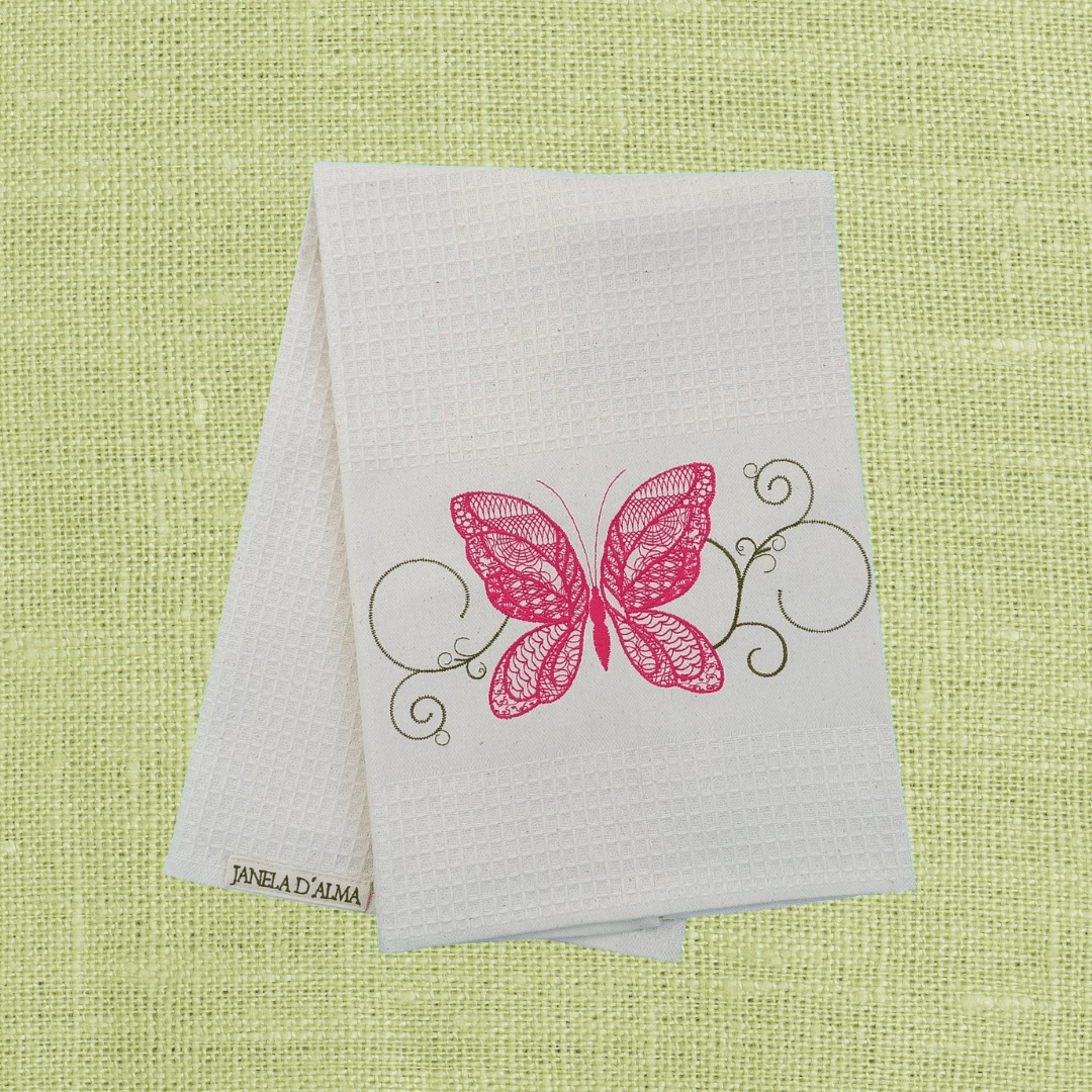 Cream Kitchen Tea Towel Butterfly 2