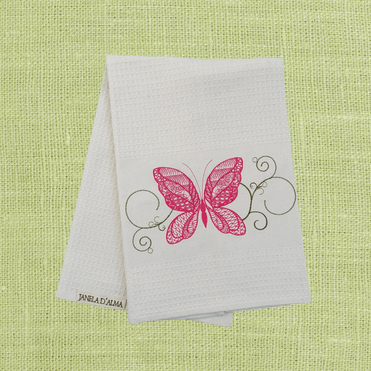 Cream Kitchen Tea Towel Butterfly 2