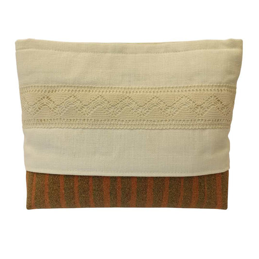 Linen Cork Bag with Striped Base - Back Image