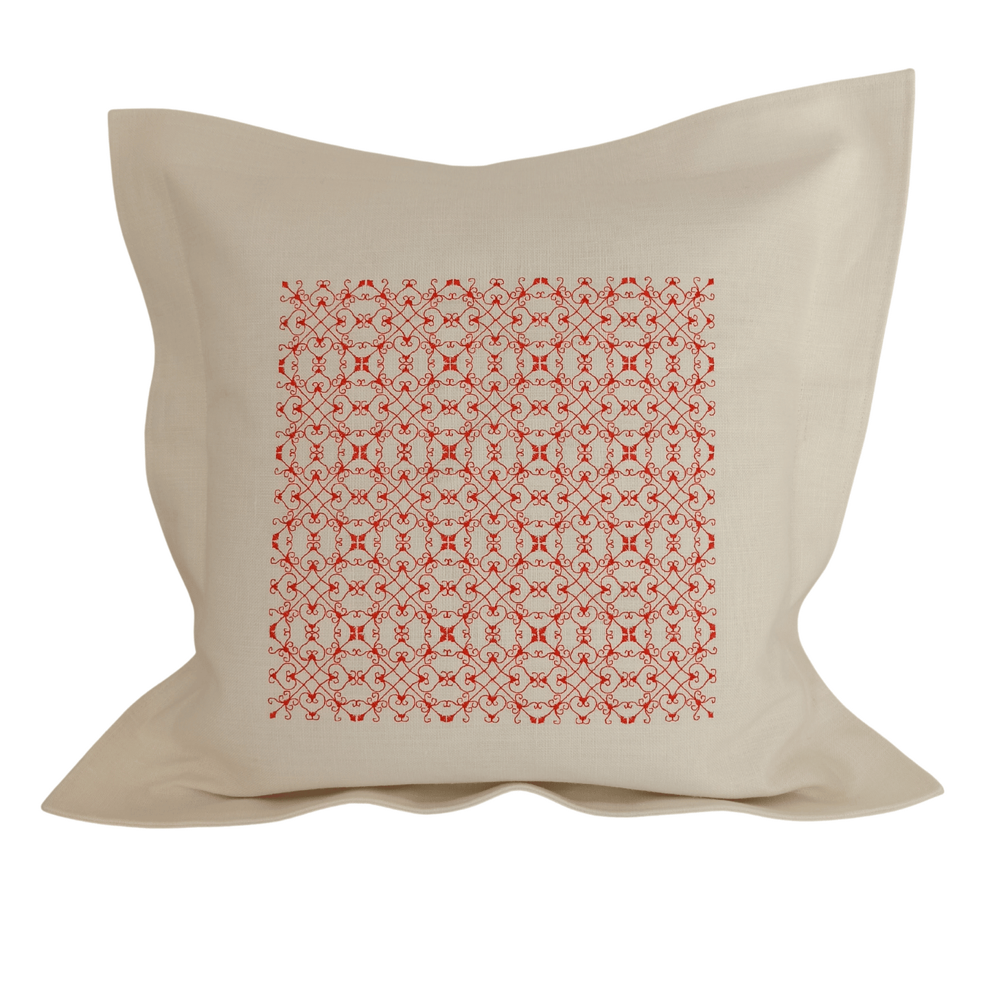 Linen Cushion Cover Portuguese Lace - Orange - Front Image