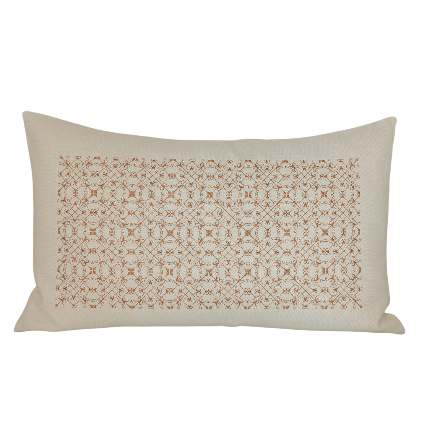 Linen Cushion Cover Portuguese Lace Rectangular - Caramel - Front Image