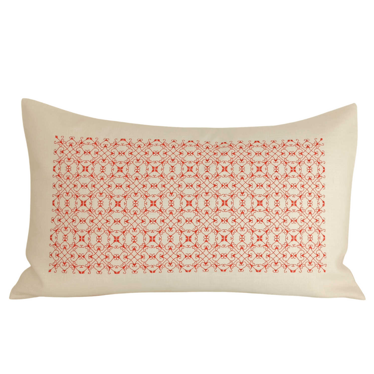 Linen Cushion Cover Portuguese Lace Rectangular - Orange - Front Image