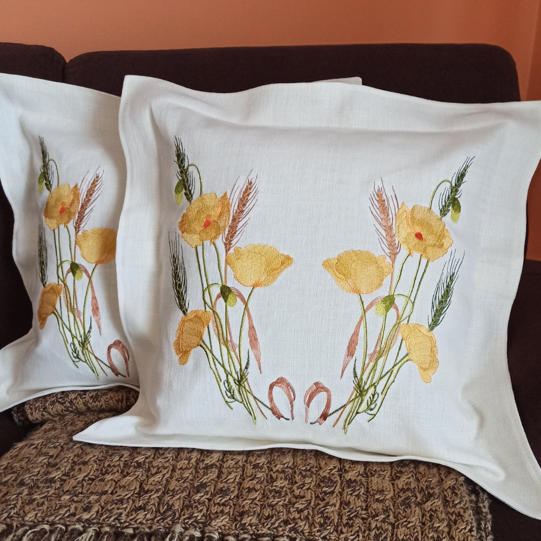 Linen Cushion Orange Poppy - Decoration