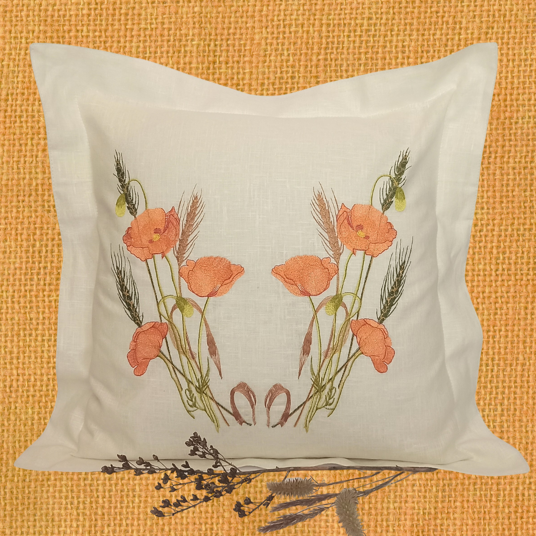Linen Cushion Orange Poppy