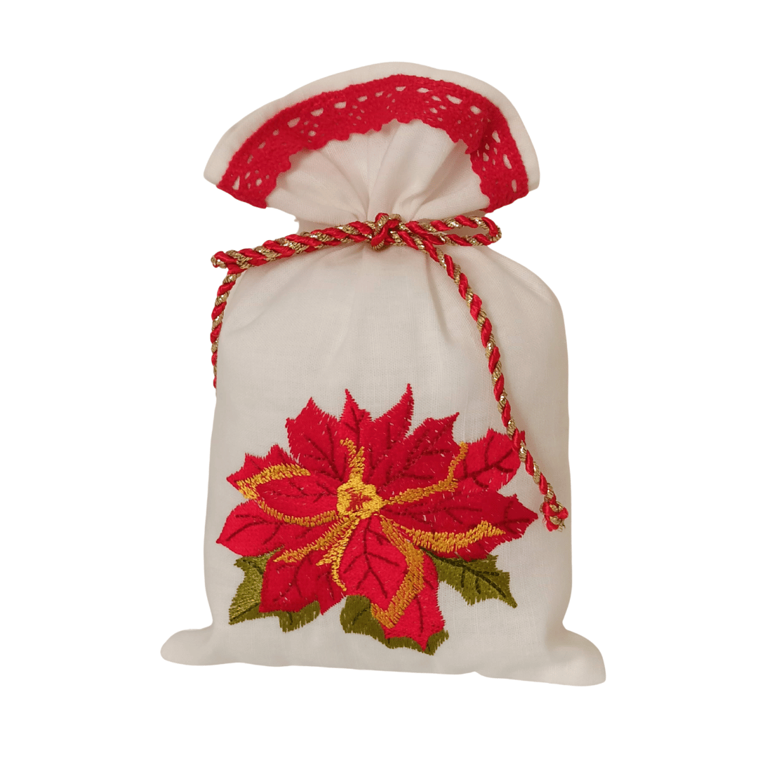 Linen Fragrance Sachet Christmas Flower - Red Lace Strip1