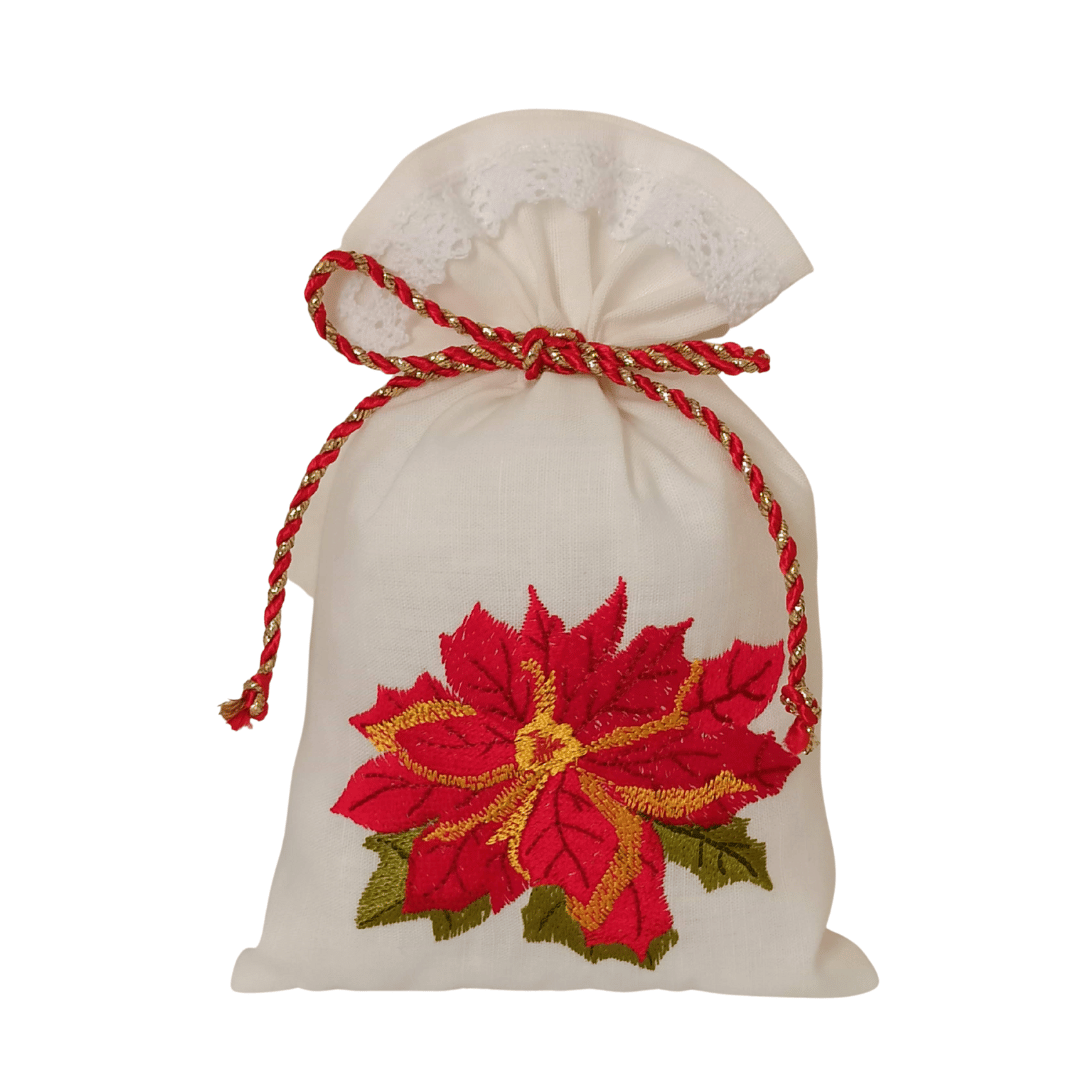 Linen Fragrance Sachet Christmas Flower - White Lace Strip1