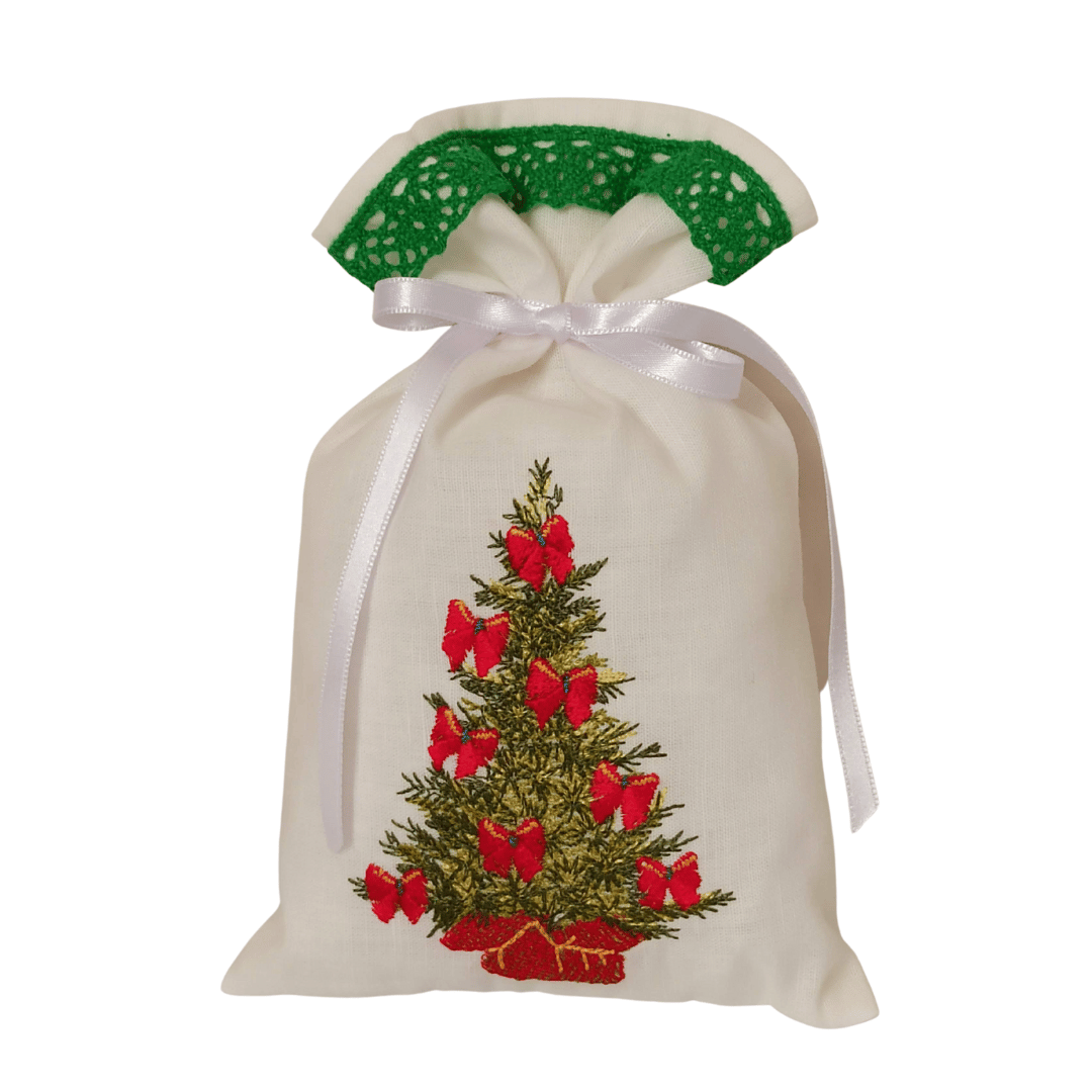 Linen Fragrance Sachet Christmas Tree - Green Lace Strip1