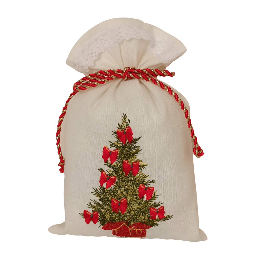 Linen Fragrance Sachet Christmas Tree - White Lace Strip1
