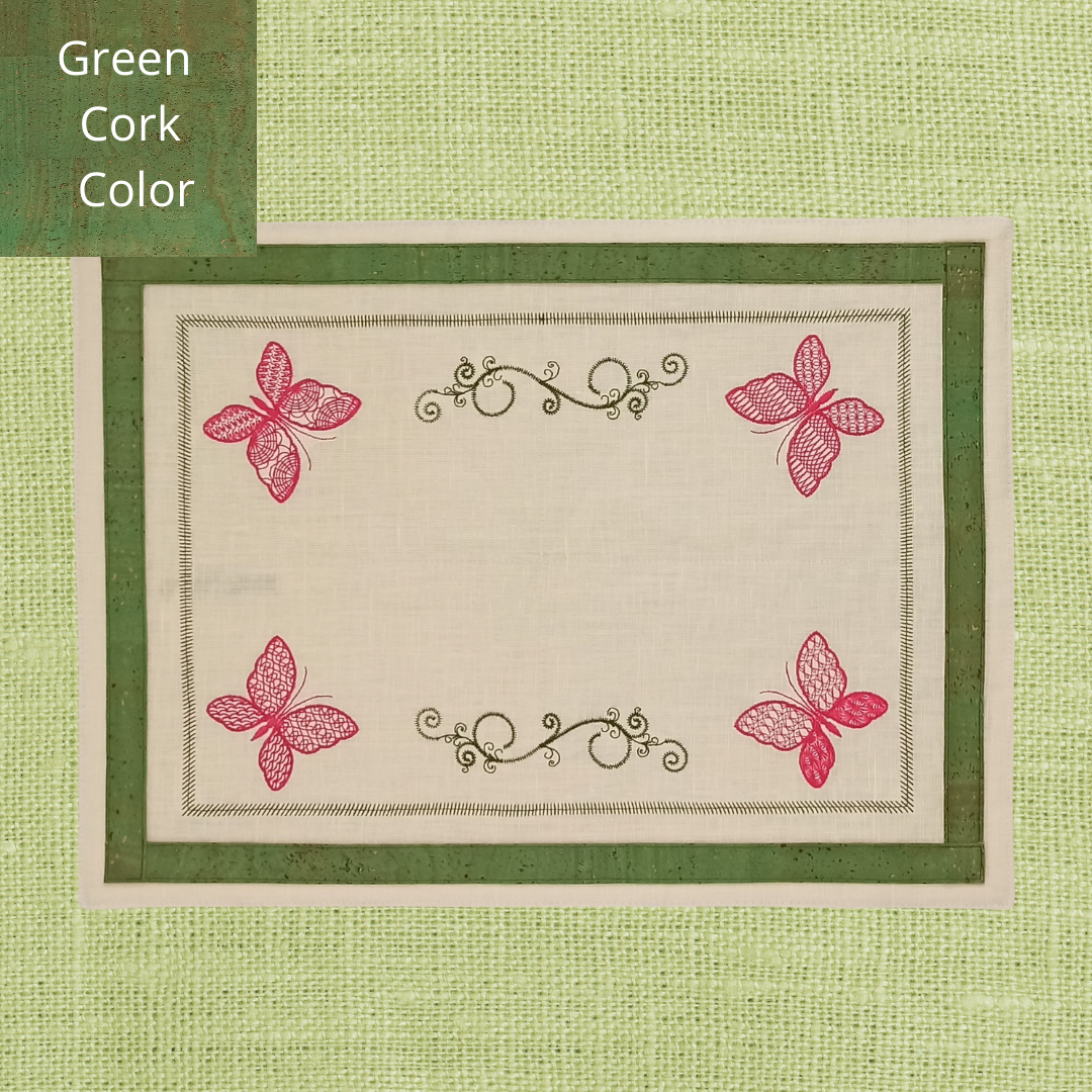 Linen Placemat Butterfly with Cork_Green Cork Color