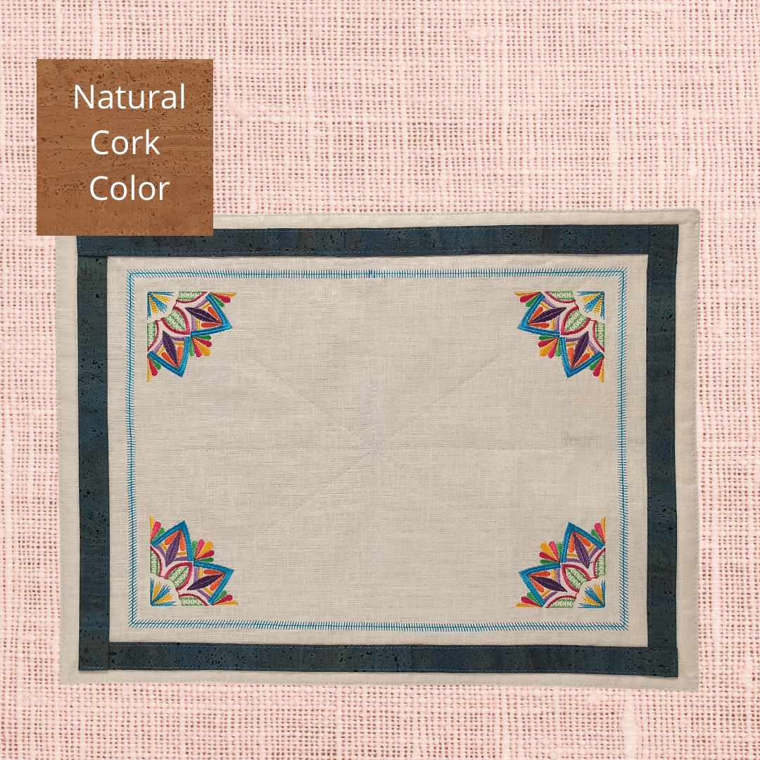 Linen Placemat Mandala with Cork_Natural Cork Color