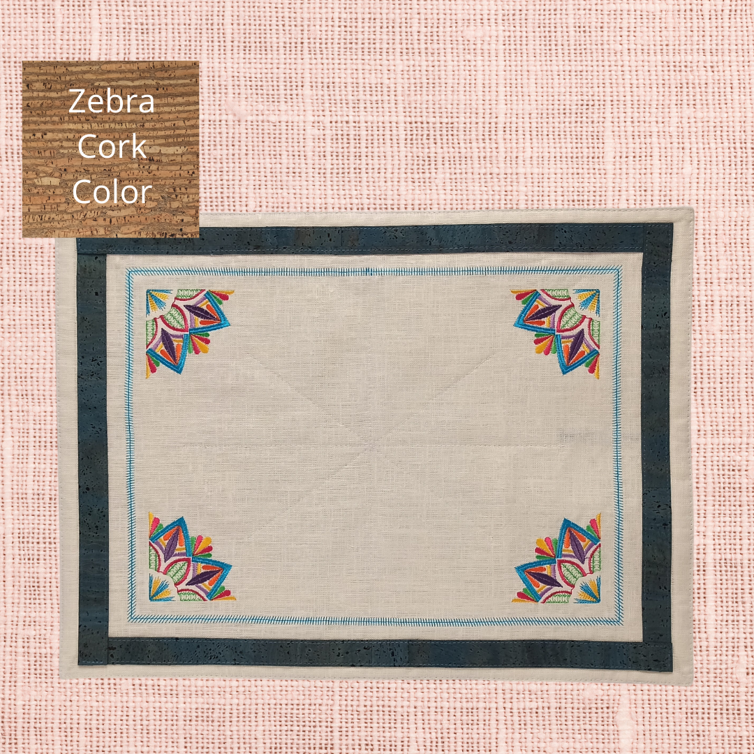 Linen Placemat Mandala with Cork_Zebra Cork Color