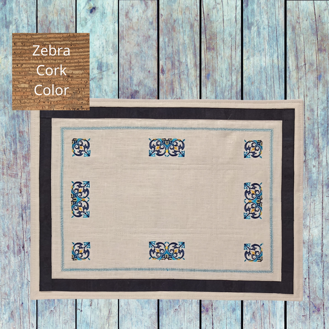 Linen Placemat Tile with Cork_Zebra Cork Color