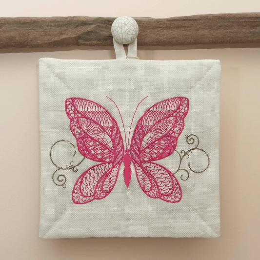 Linen Potholder Butterfly - Front Image