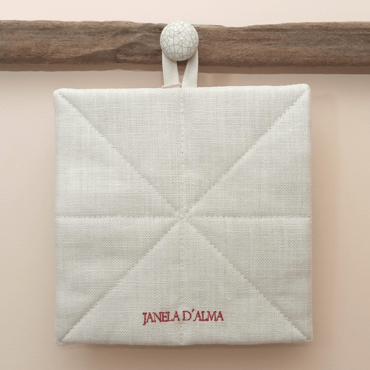 Linen Potholder Christmas Flower - Back Image