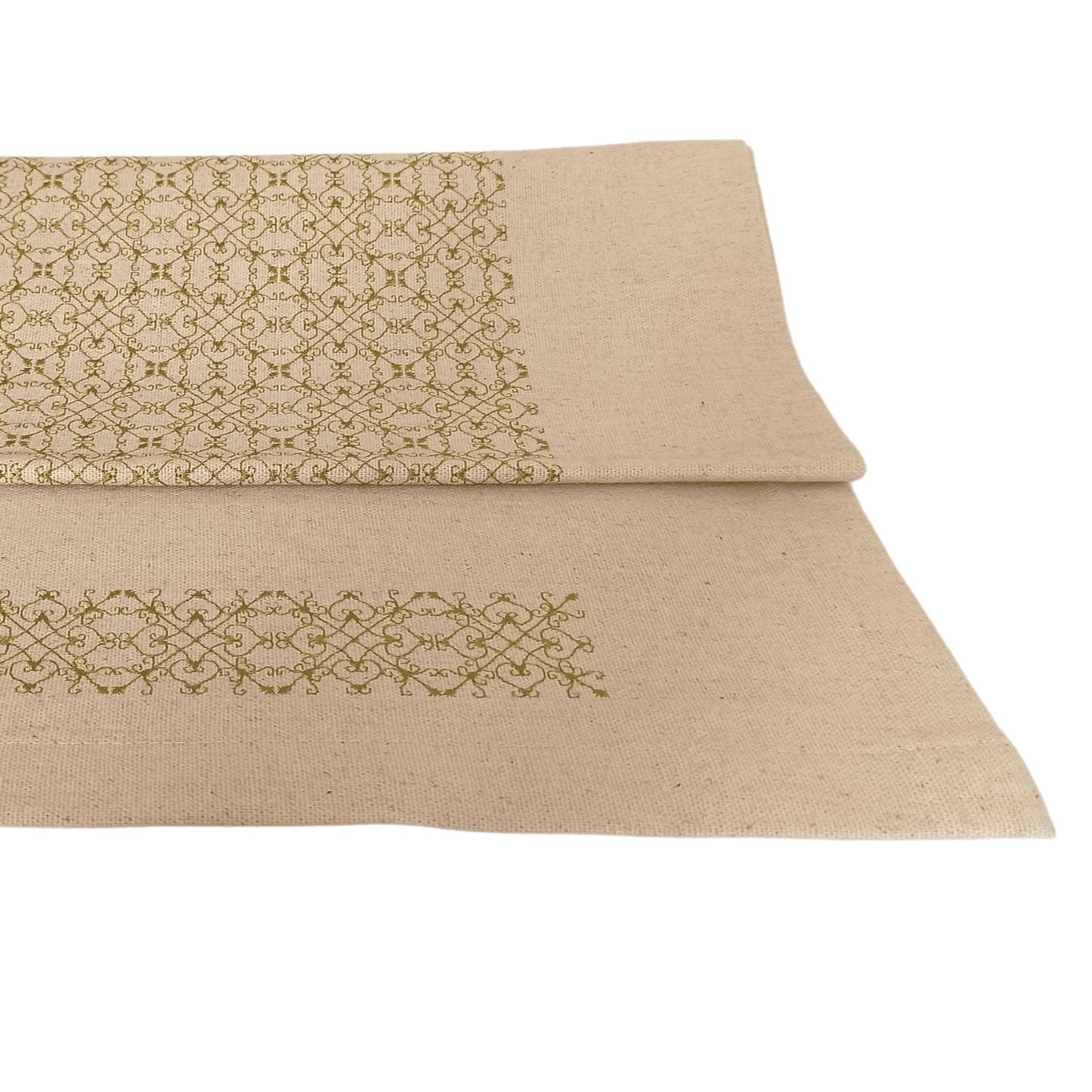 Linen Table Runner Portuguese Lace - 150cm x 45cm - Green