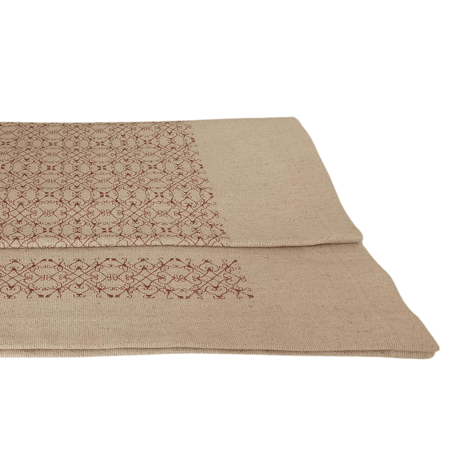 Linen Table Runner Portuguese Lace - 150cm x 45cm - Old Rose