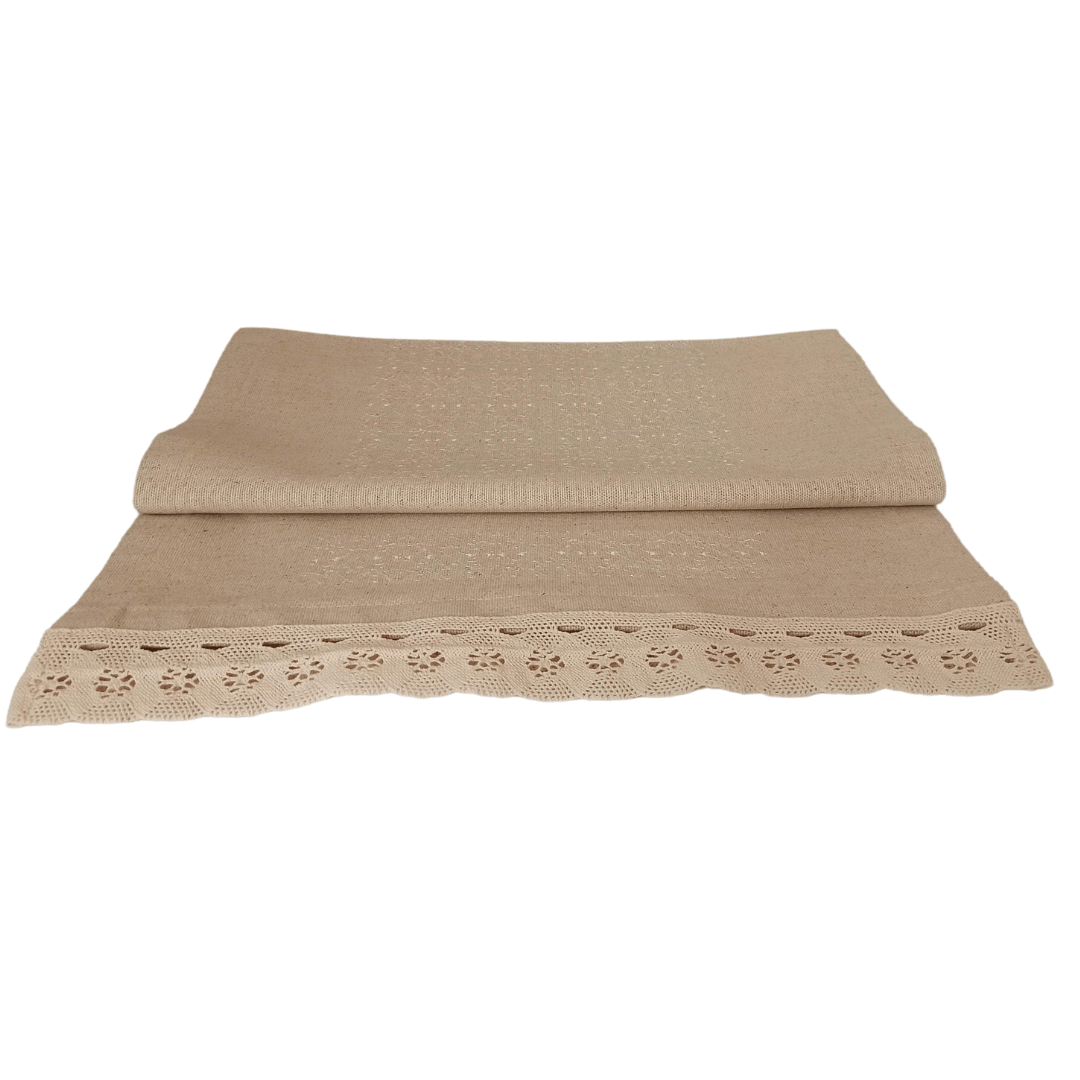 Linen Table Runner - Portuguese Lace - 158cm x 45cm - White