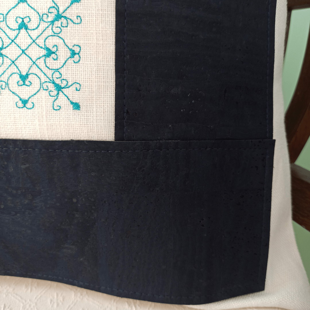 Linen & Cork Cushion Cover Portuguese Lace - Dark Blue - Front Image Details