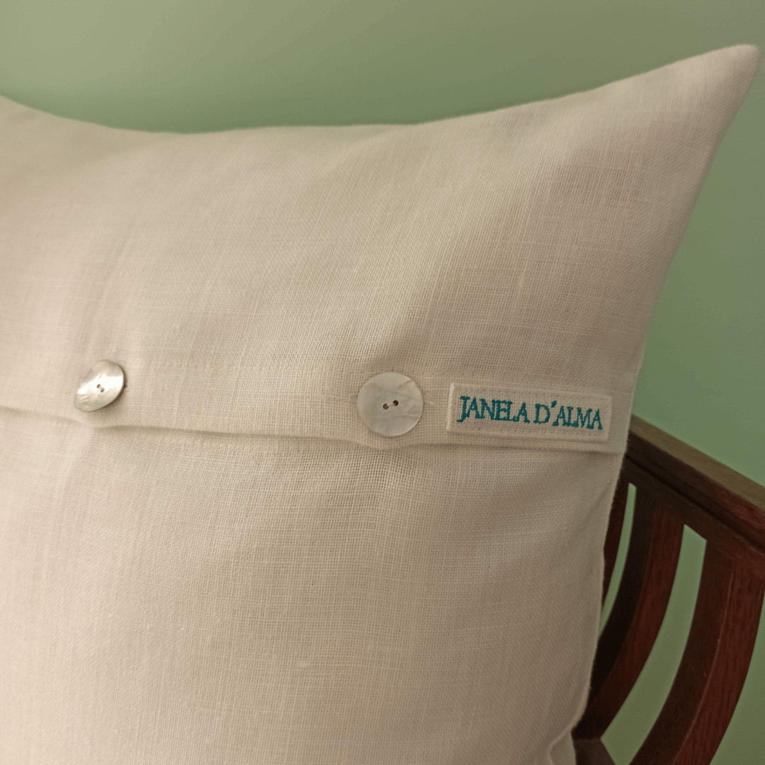 Linen & Cork Cushion Cover Portuguese Lace - Dark Blue - Back Image Details