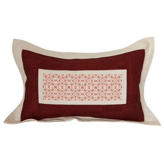 Linen & Cork Cushion Cover Portuguese Lace Rectangular - Brick Color - Front Image