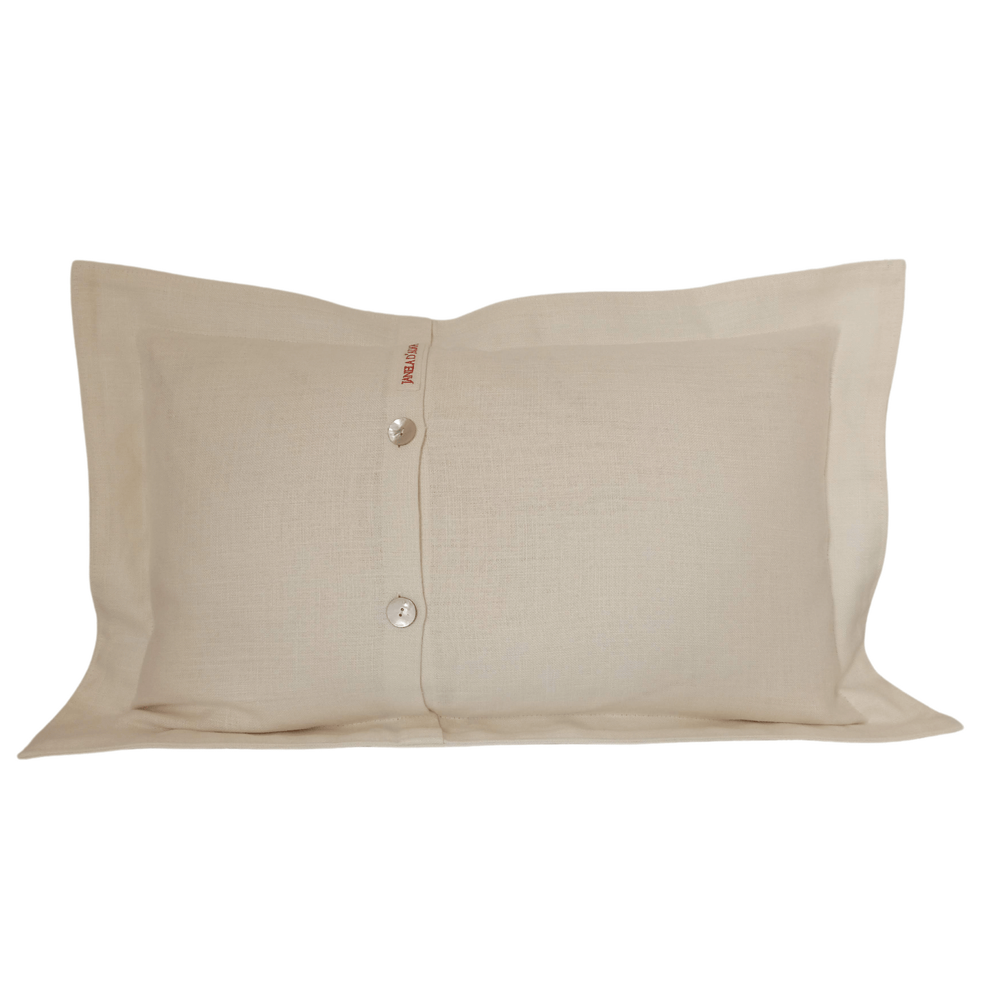 Linen & Cork Cushion Cover Portuguese Lace Rectangular - Brick Color - Back Image