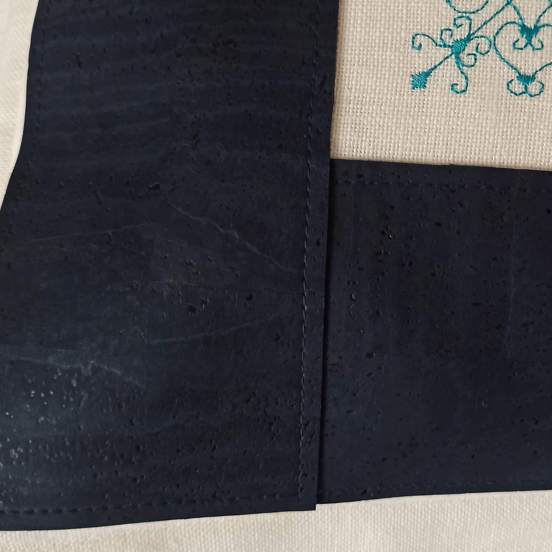 Linen & Cork Cushion Cover Portuguese Lace Rectangular - Dark Blue - Front Image Details