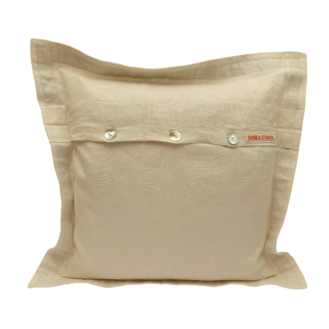 Linen Cushion Cover Orange Poppy with Cork -  Back Image