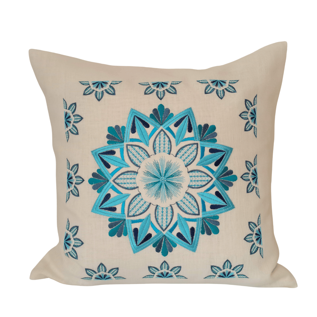 Housse de Coussin en Lin Mandala Flower