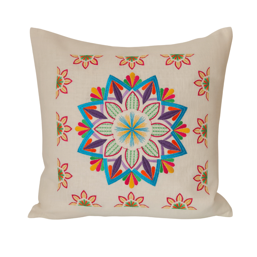 Linen Cushion Cover Mandala Flower