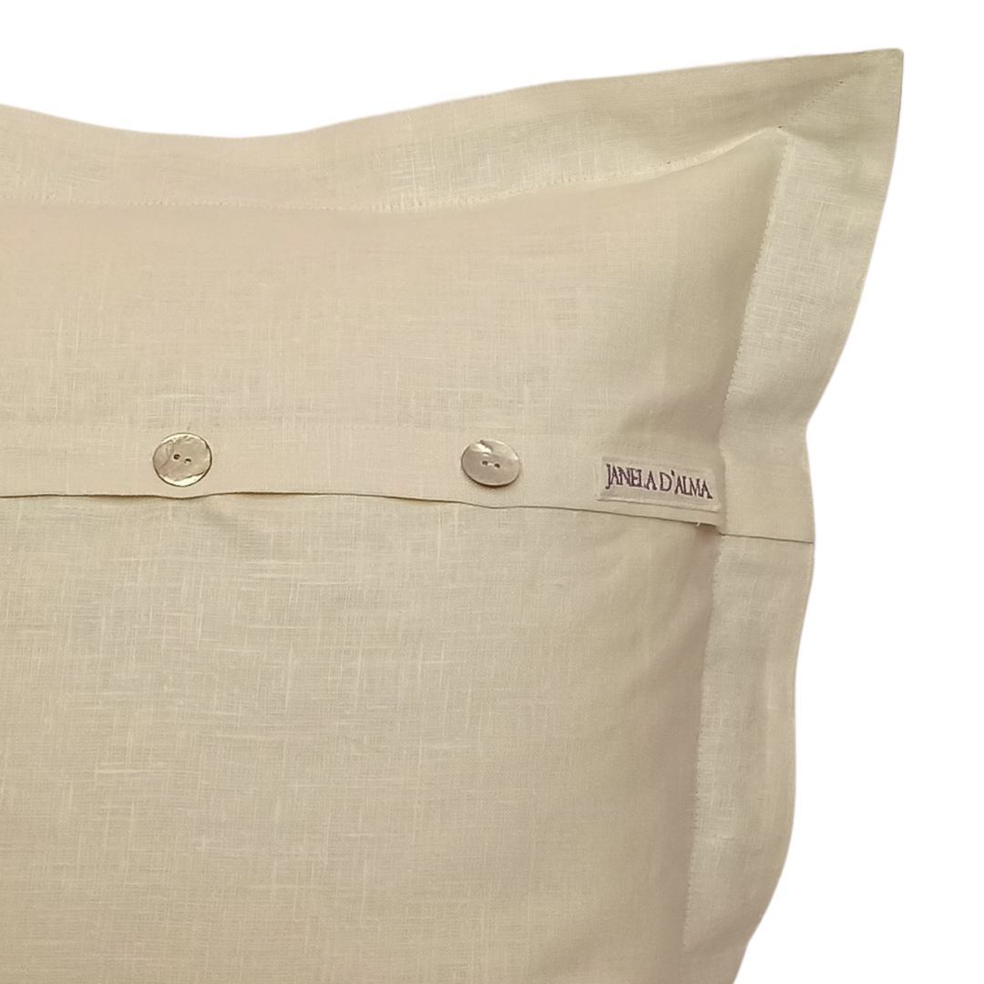 Linen Cushion Cover Lavander with Lace Strip - Back Image Details