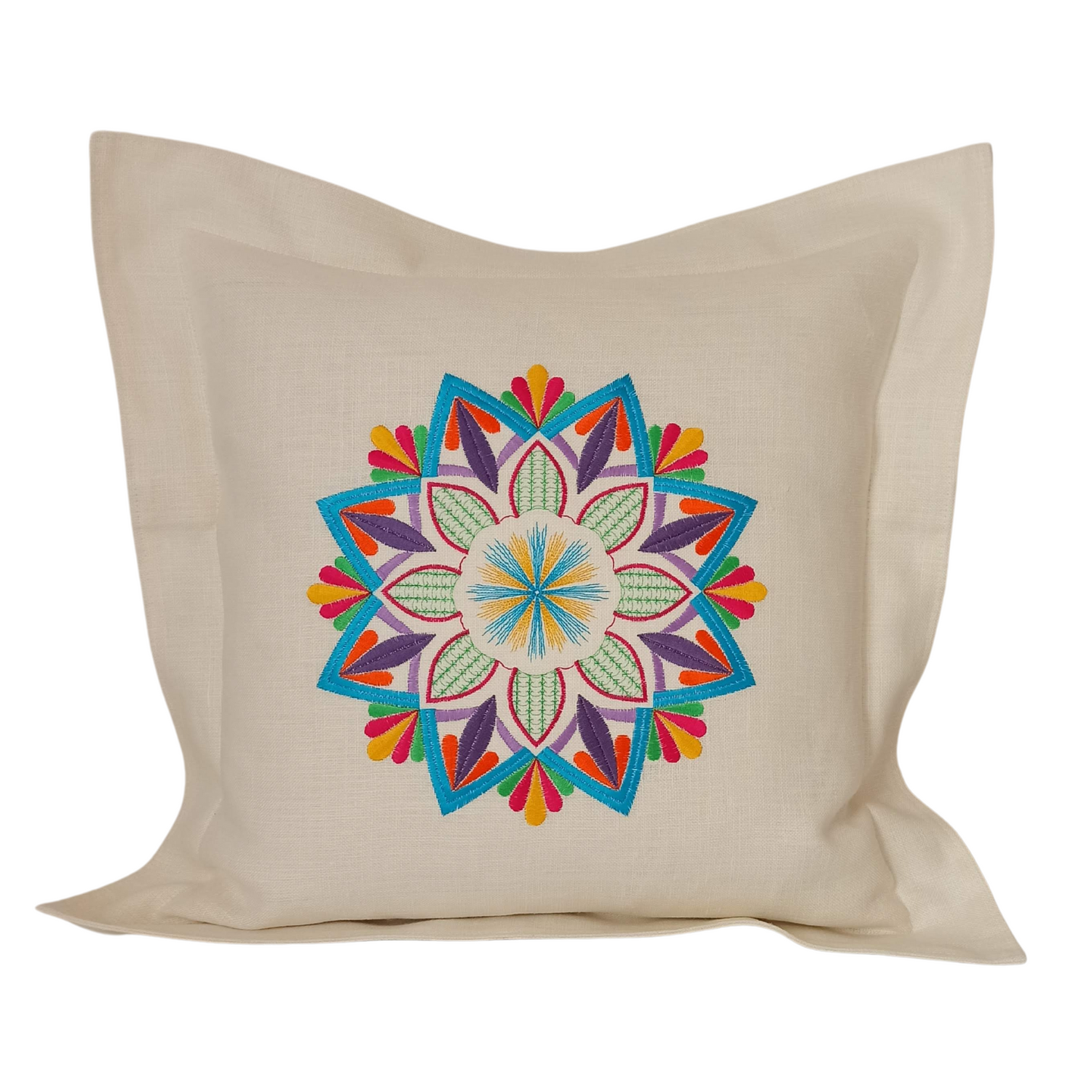 Linen Cushion Cover Mandala Multicolor - Front Image