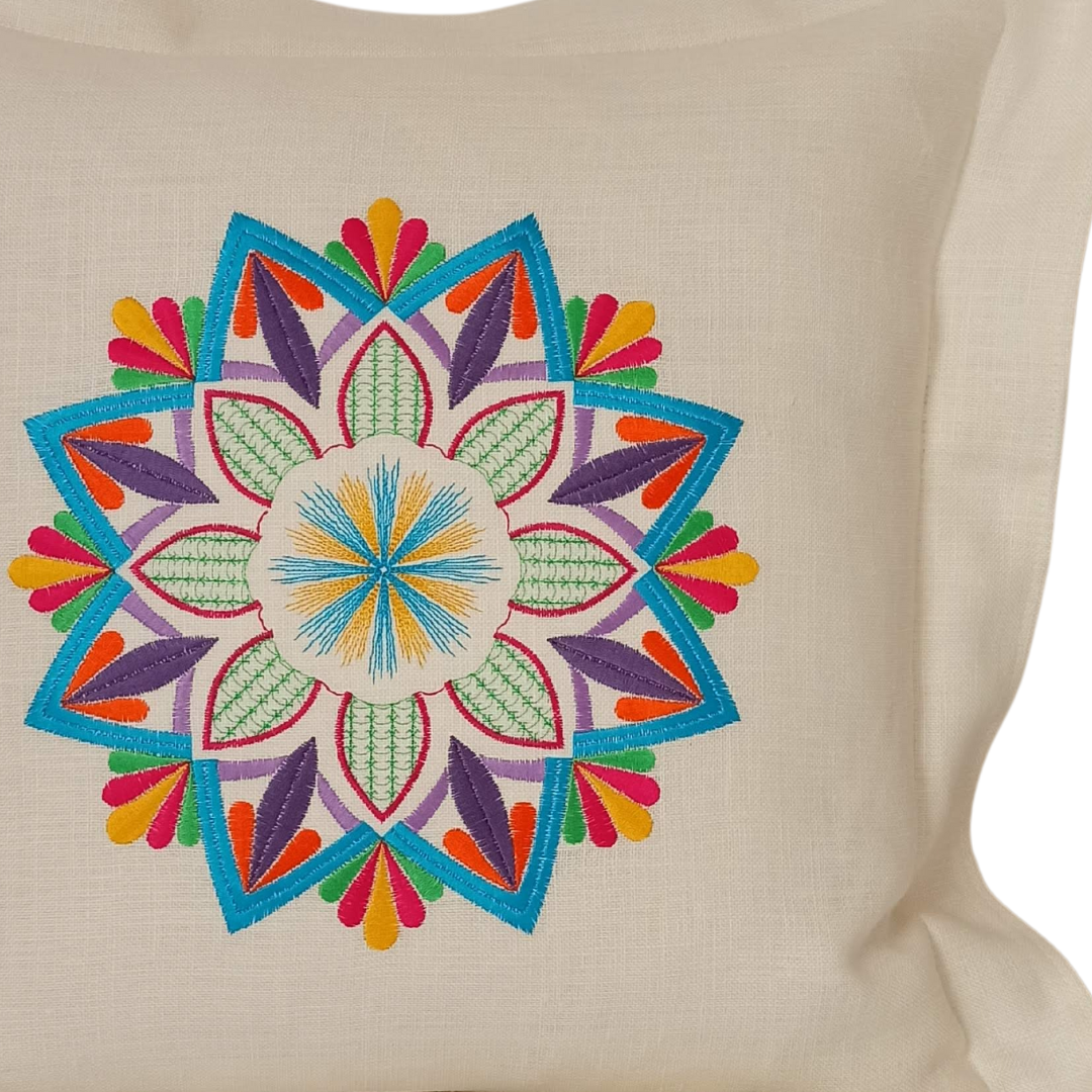 Linen Cushion Cover Mandala Multicolor - Front Image Details