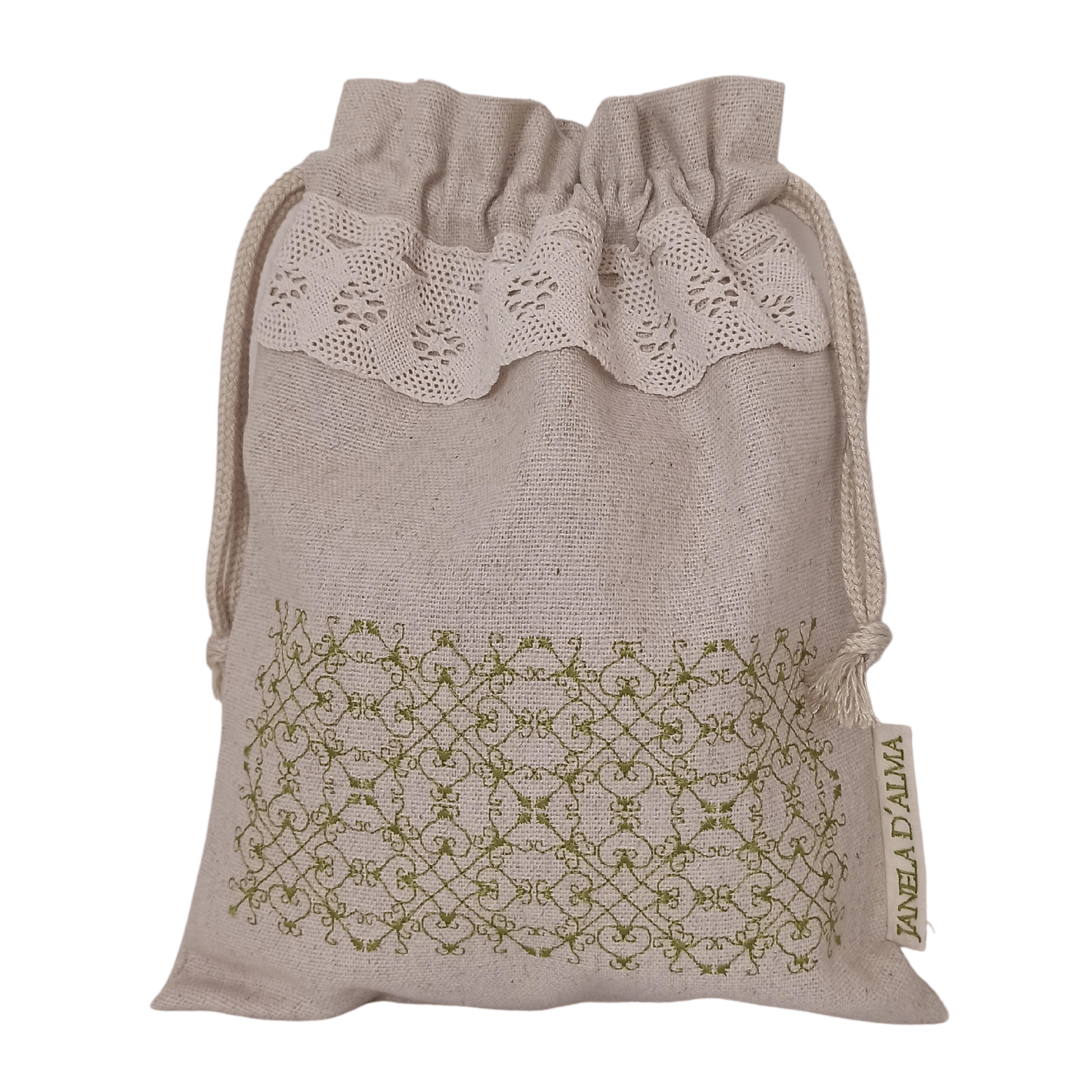 Medium Linen Bag Portuguese Lace - Green - 32cm x 25cm
