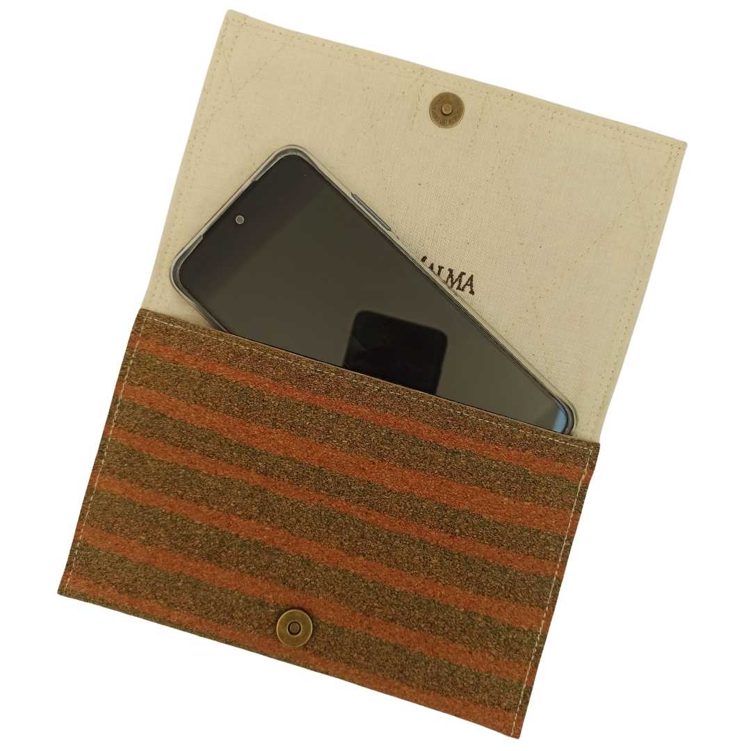 Striped Cork Phone Pouch - Inside Image Details 2