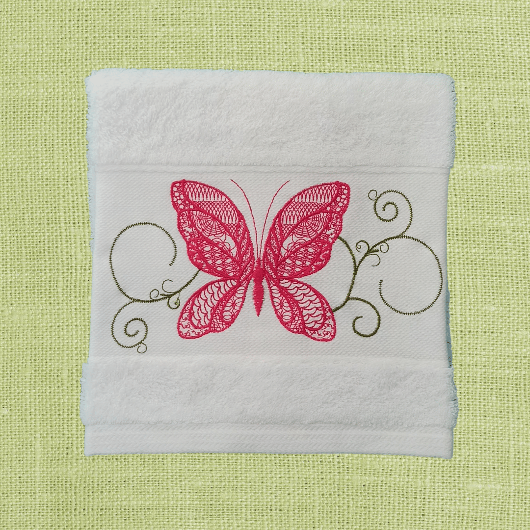 White Kitchen Hand Towel Butterfly 1