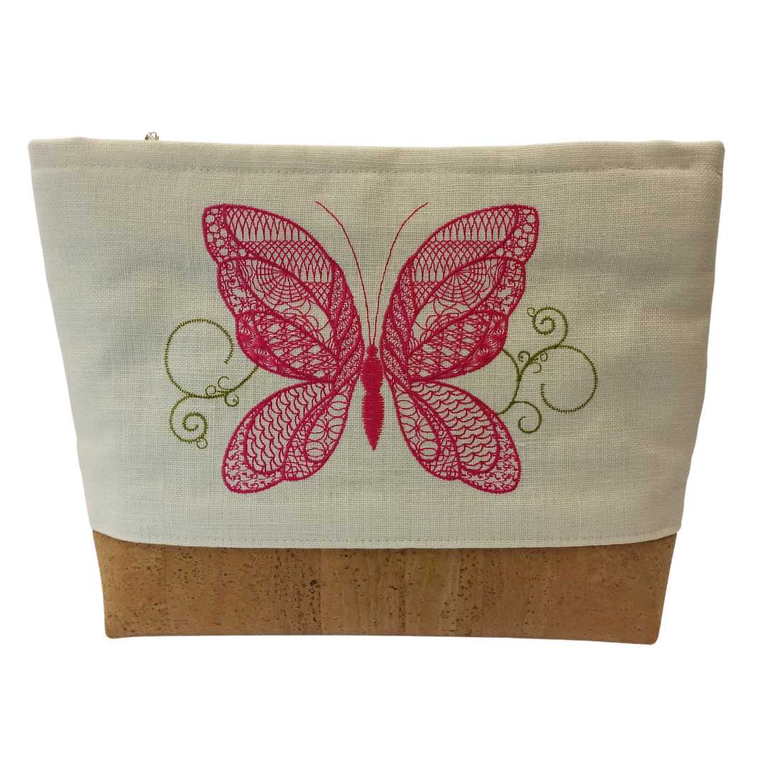 Women Clutch Bag Butterfly - Natural Base Cork Color - Back Image