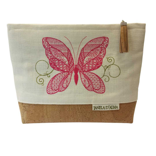 Women Clutch Bag Butterfly - Natural Base Cork Color - Front Image