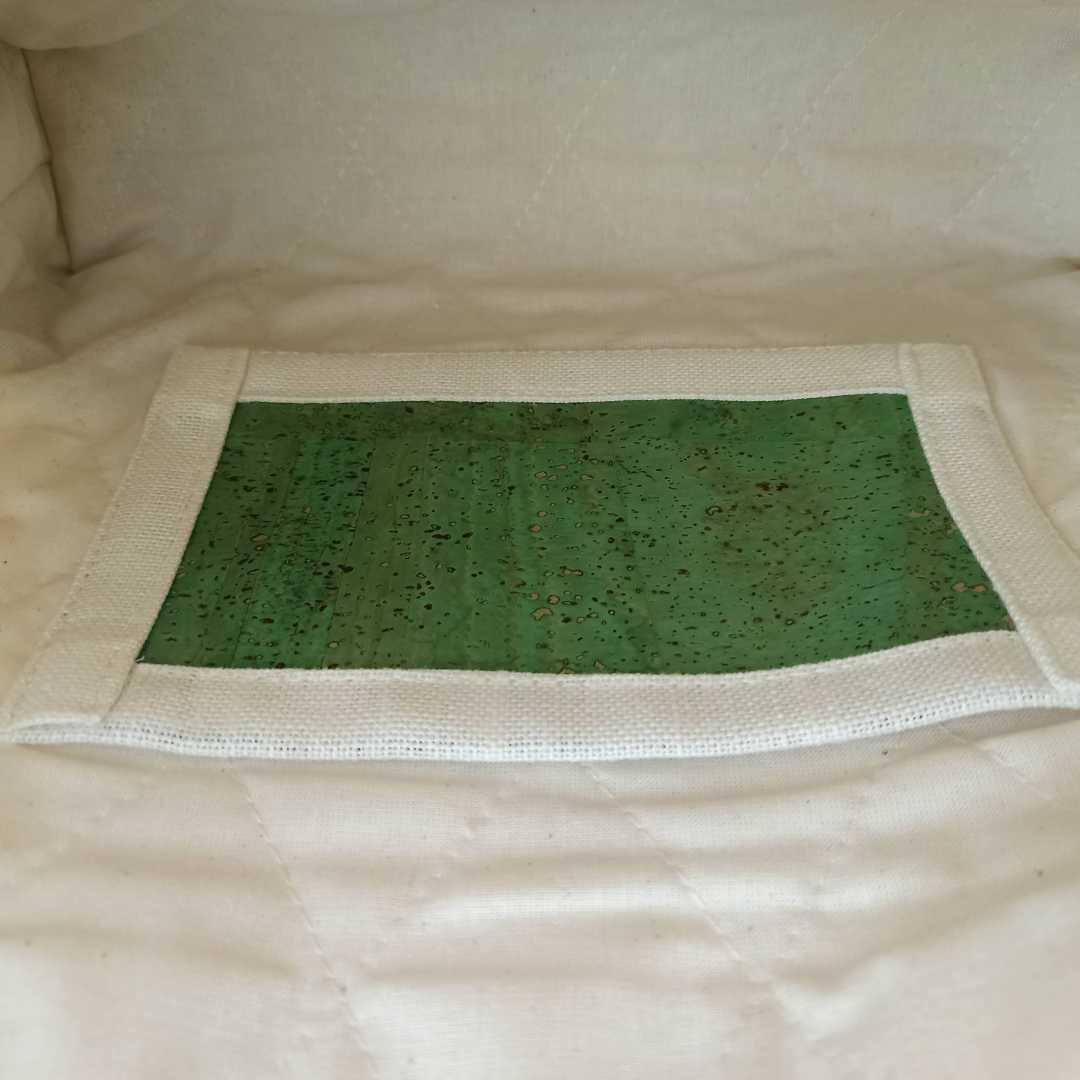 Women Clutch Bag Lavander - Green Base Cork Color - Inside Pocket Details