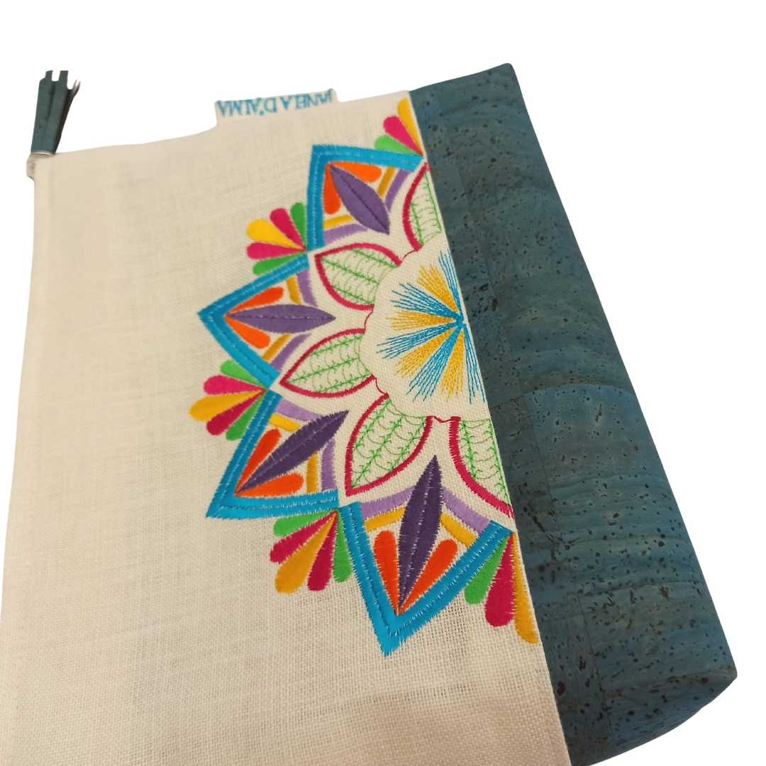 Women Clutch Bag Mandala with Cork - Embroidery Design Details