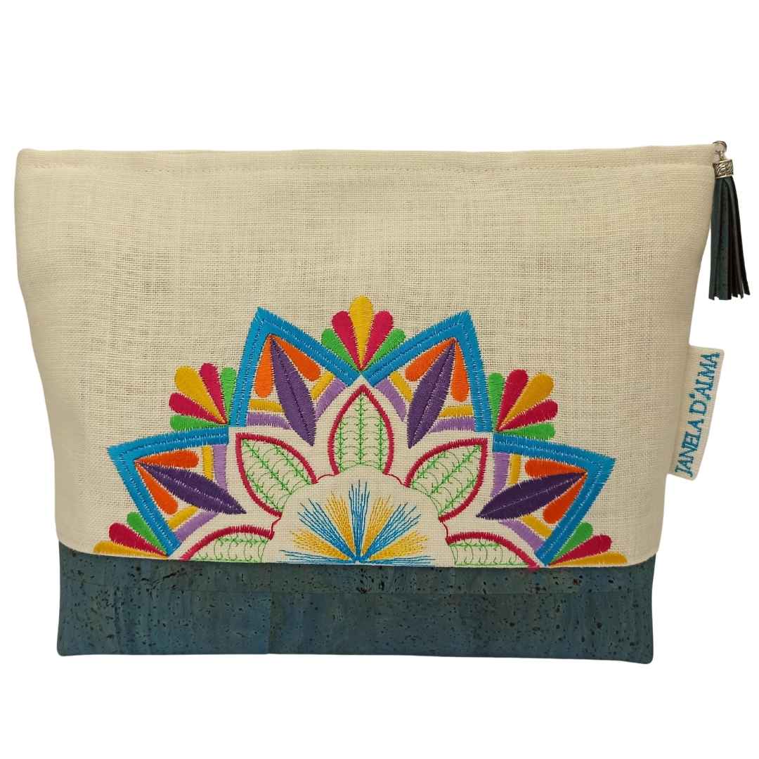 Women Clutch Bag Mandala - Medium Blue Base Color