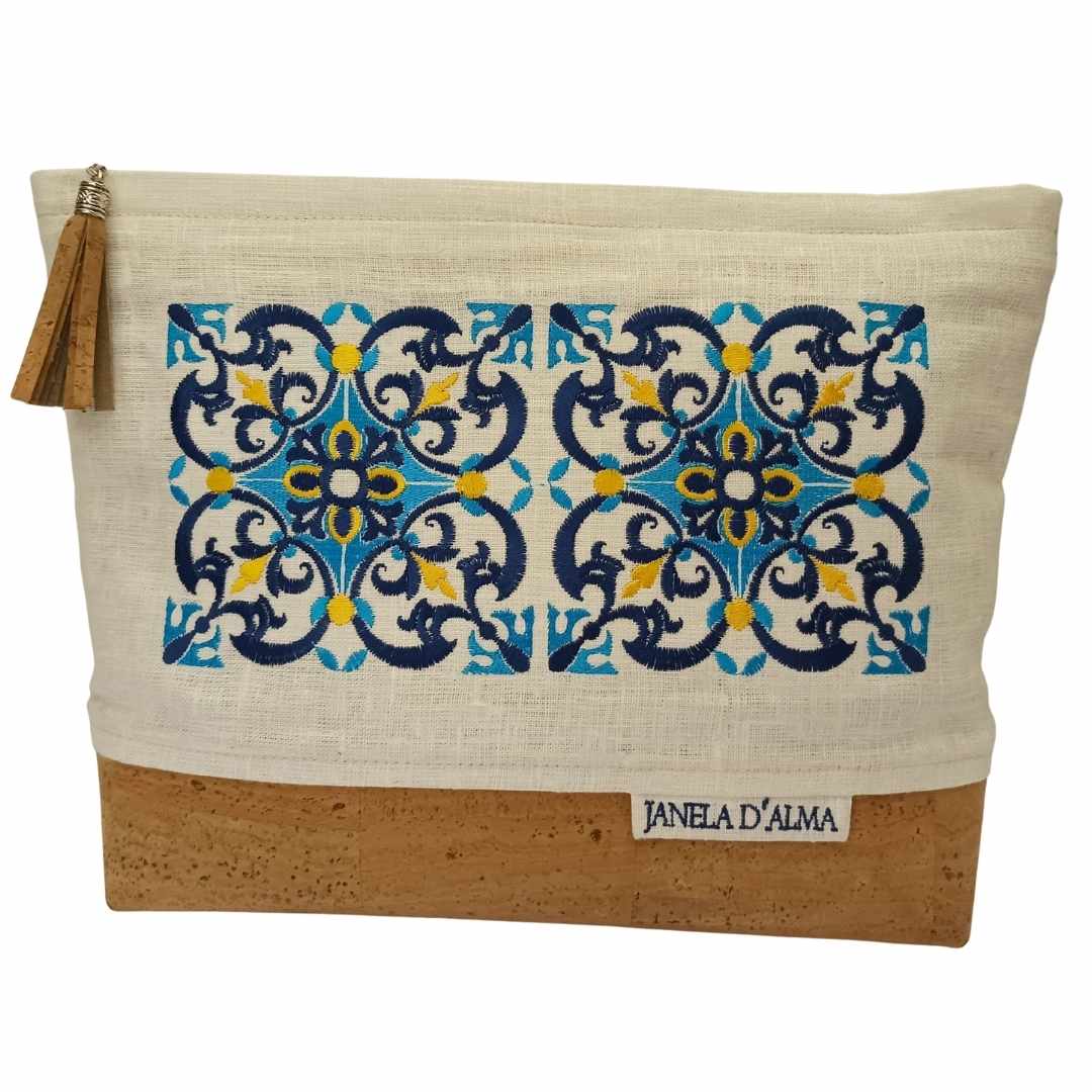 Women Clutch Bag Tile with Cork - Natural Base Cork Color